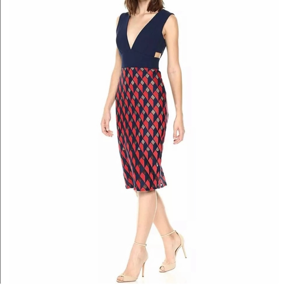 BCBG Geometric Cutout MIDI Dress